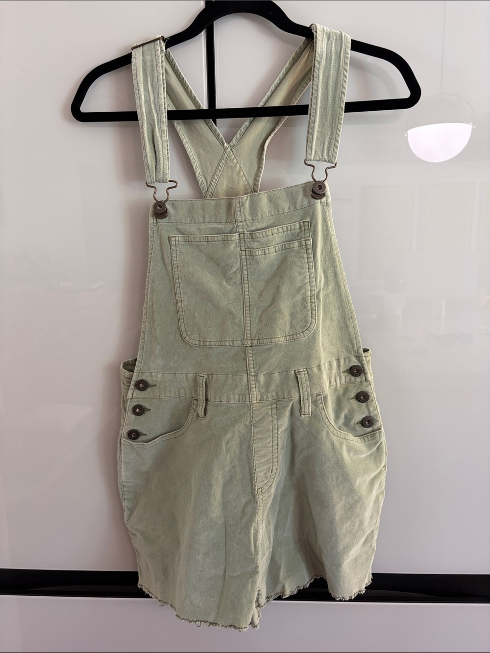 Carve Designs Sage Green Short Overalls Romper